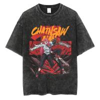 Camiseta Oversize Vintage De Anime Chainsaw Hip Hop Para Hombre Negro Suéter Casual Manga Corta Estilo O-Neck Unisex - details 10