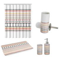 Bloom Store-Conjunto De Accesorios De Baño , Conjunto De Accesorios De Baño De 6 Piezas Con Cortina de Baño,Alfombra De Baño,Dispensador De Loción De Jabón, Jabonera, Escobilla De Baño, Set De Baño Regalo De Inauguración De La Casa - details 2