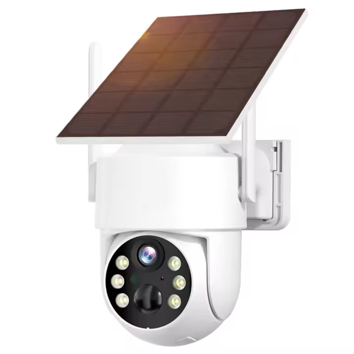 Cámara de seguridad inalámbrica solar Hiseeu, resolución de 4MP, detección de movimiento PIR, visión nocturna en color, audio bidireccional, WiFi de 2.4GHz, giro de 355° y inclinación de 90°, resistente al agua IP66 - 1