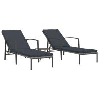 vidaXL Tumbonas con mesita 2 unidades ratán sintético Marrón, Negro, Gris Sillas de Exterior Ideal para jardín, playa, piscina, terraza Tumbona Piscina Tumbonas Playa Tumbonas Jardín Exterior - details 2