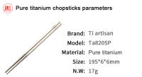 Tiartisan Cutlería De Titanio Ultraligera Para Camping Y Senderismo 195mm/230mm Palillos Huecos Para Exterior No Desechable - details 2