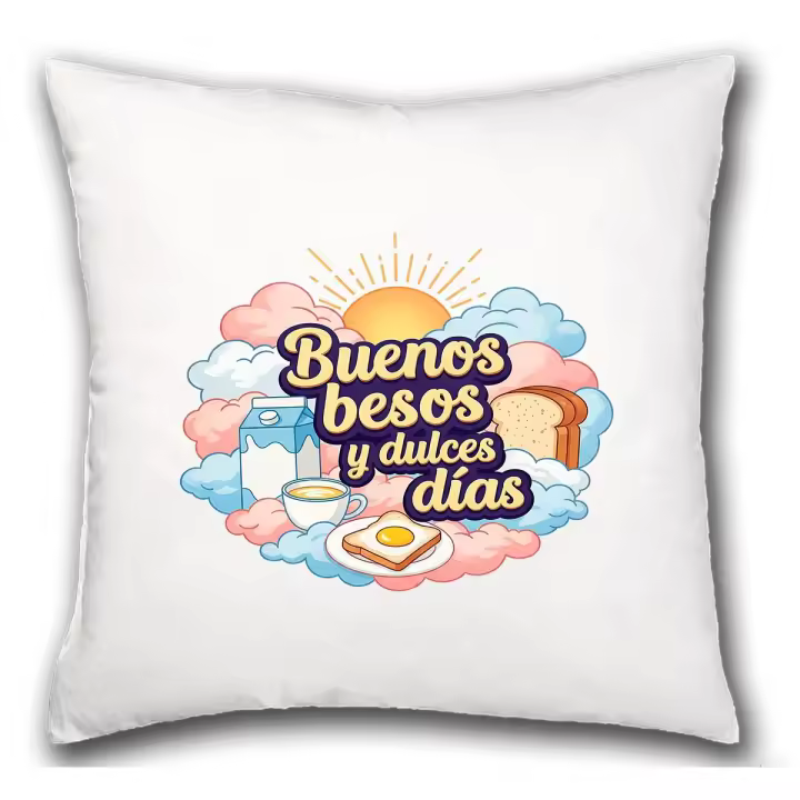 MERCHANDMANIA Cojín frase bonita besos amor san valentin aniversario desayuno dulce dia hogar comodo cussion - 1