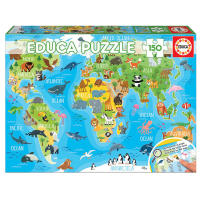Educa Borras Puzzle Mapamundi Animales 150 piezas 48x34cm, Puzzle Infantil Animales, Juego Buscar en Mapa para Niños y Niñas, Regalo Cumpleaños, Navidad, Reyes - details 2