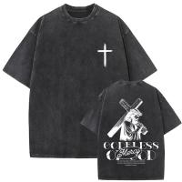 Camiseta Oversize Vintage Lavada De Jesus Perdonenles Padre Para Hombres Y Mujeres Estilo Gótico Rock Camisetas Tops De Calle - details 17