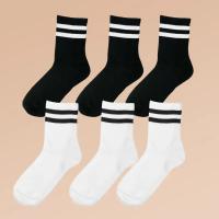 Calcetines De Pista Con Rayas Para Mujer 5/10 Pares Cómodos Y Transpirables Medio Tubo Calcetines Casuales De Poliéster - details 4