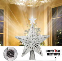 Decoración De Árbol De Navidad 3D Estrella Plateada Con LED Giratorio Proyector De Escarcha Luces Colgantes Para Fiesta Navideña - details 25
