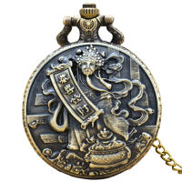 Reloj De Bolsillo Vintage Bronceado Con Diseño Oriental De Dios Del Riqueza Simbolo De Buena Suerte Regalo Unisex Coleccionable - details 5