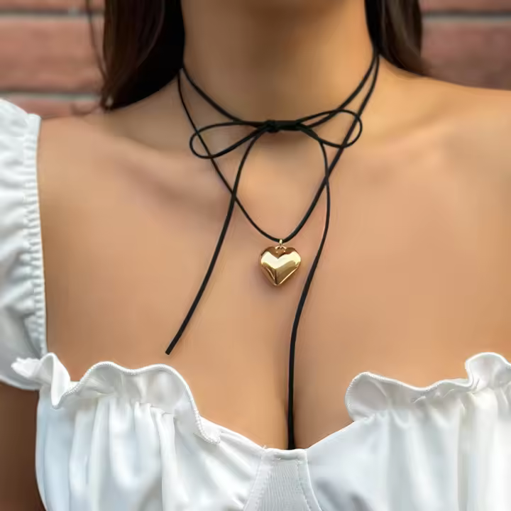Collar Elegante Gótico Con Colgante De Corazón Para Mujer Ingemark Collares Nupciales Ajustable En Cadena Y2K Vintage Joyería - 1