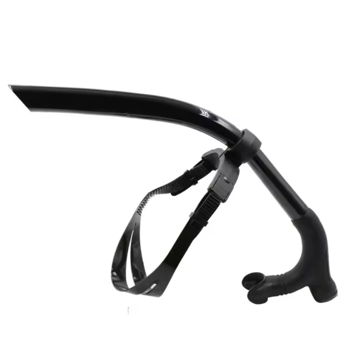 Tubo de respiración frontal de silicona para natación, equipo de entrenamiento de buceo para adultos, color negro - 1
