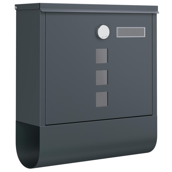 SONGMICS Buzón, Buzón de Correos, Cerradura con Cilindro de Cobre y Tapa Giratoria, Placa de Identificación, Porta-Periódicos, Fácil Montaje, 10 x 30,8 x 33,8 cm, Gris Antracita/Negro/Plata