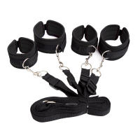 Juego de puños de cuero suave, correas ajustables para cinturón de ejercicio físico de mano, muñeca y tobillo, patrón de red-negro - details 0