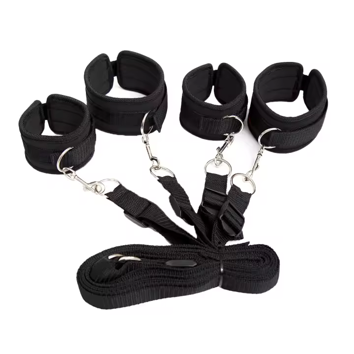 Juego de puños de cuero suave, correas ajustables para cinturón de ejercicio físico de mano, muñeca y tobillo, patrón de red-negro - 1