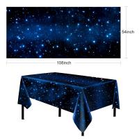 Mantel Espacial Estrellado Decoración De Fiesta Tema Galaxia Cubierta De Plástico Para Cumpleaños Mantel Rectangular Desechable - details 2