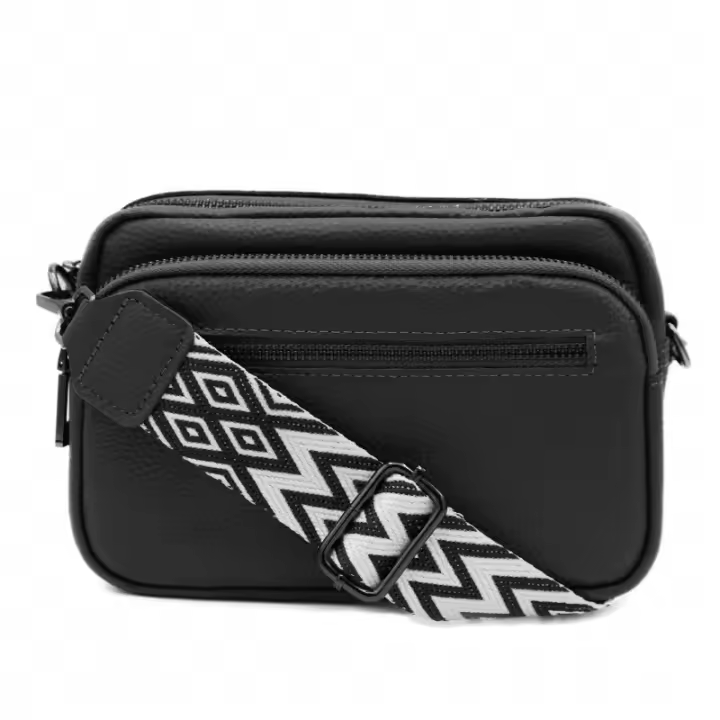 Bolso bandolera de piel con correa ancha 14'5x20x8 cm - Zerimar. - 1