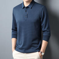 Camisa Polo Para Hombre Casual Larga Transpirable Cómoda Versátil De Color Sólido Con Insignia Moda Negocios Top Regular - details 20