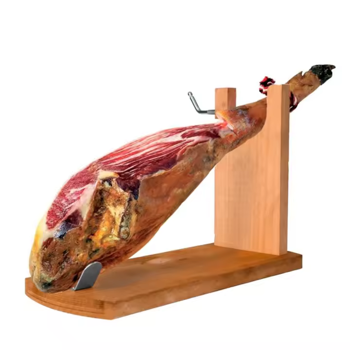 Jamonero de madera y metal  , Soporte para pata de jamón ,tipo banco, Modelo Luna , calidad España  40 x 16 x 27 cm - 1