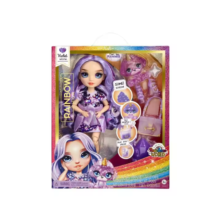 Muñeca Violet Articulada Rainbow World 22 cm. Con Mascota y Accesorios (Mga 120223) - 1