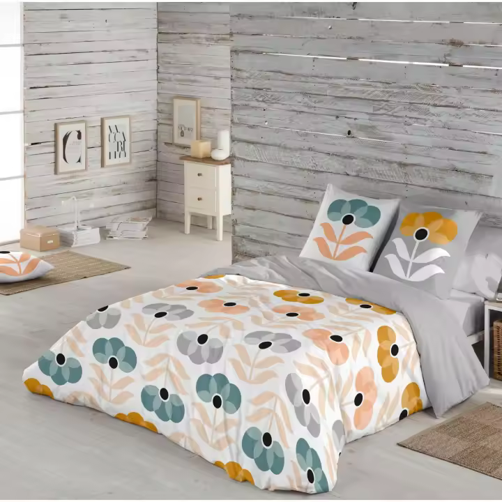 ICEHOME - Funda Nórdica Estampada - Algodón Extrasuave - Incluye 1 o 2 Fundas de Almohada - Cama 90/135/150/180 cm - LARS - 1