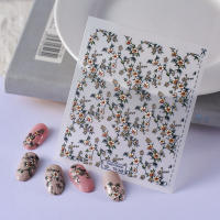 Pegatina De Uñas 3D Emboss Sunflower Retro 5D Adhesiva Para Primavera Decoración De Uñas Para Niñas Artículos De Belleza Para Uñas - details 1