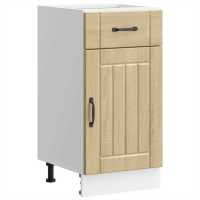 vidaXL Mueble bajo de cocina Lucca en color Roble Sonoma/Blanco brillante/Roble artisan y más | almacenamiento funcional diseño moderno para baño dormitorio sala - details 0