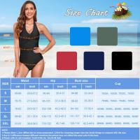 Traje de Baño de Una Pieza Mujer Control de Barriga Fruncido Bañador Halter Cuello en V Push Up Traje de baño Acolchado Monokinis - details 3