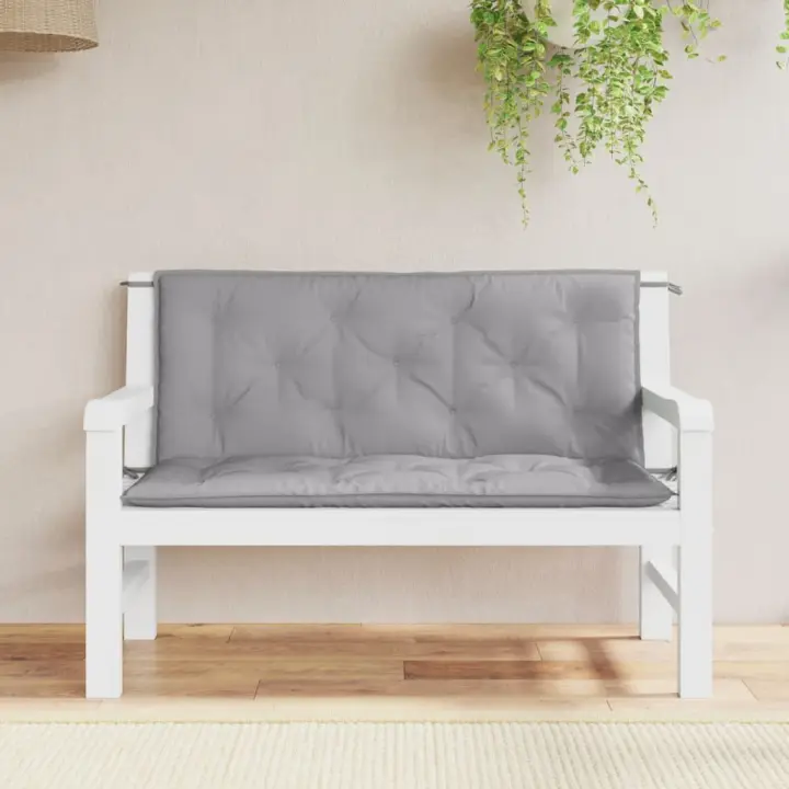 vidaXL Cojín de banco de jardín tela Oxford gris 120x(50+50)x7 cm - 1