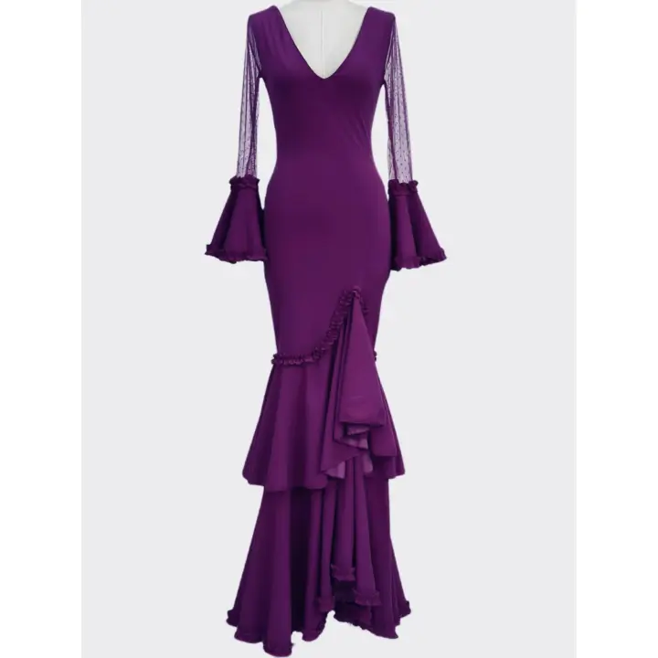 VESTIDO FLAMENCA  LICRA FABRICADO EN    ITALIA . TALLAS XS/S 34/36 - 72CM 60CM 76CM . M/L  38/40 - 80CM 68CM 84CM . XL/XXL  - 42/44/46 - 92CM 80CM 96CM  LARGO 150CM - 1