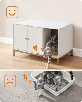 Armario para Gatos con Patas Altas - Elegante Mueble para Arena, 80x50x55 cm, Blanco y Dorado - details 4
