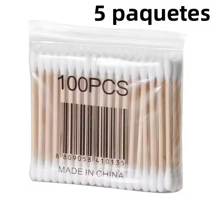100PCS Limpieza De Nariz Y Oídos Con Palitos De Algodón Doble Final Para Mujeres Herramienta De Limpieza De Maquillaje Pack De 100 - 1