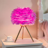 Lámpara De Mesa Para Dormitorio Con Plumas De Ganso Luz Decorativa Para Sala De Estar Y Café Romántica Para Boda Y Navidad Fuente De Iluminación LED Sin Baterías Fuente De Alimentación AC - details 4