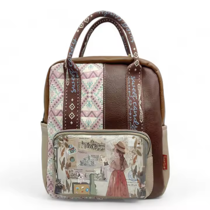 Mochila Sweet Candy - Varios Bolsillos y Compartimentos- C-268-01 - Colección Viajes - 30x24x12cm - Diseño Vintage y Funcional. - 1