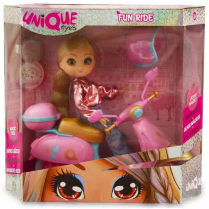 Muñeca Amy Unique Eyes con Scooter Paseo divertido Famosa - 1
