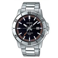 reloj deportivo hombre Casio MTP-VD01D-1E2 dial negro 45mm correa de acero hebilla triple pliegue resistencia al agua 50m - details 1