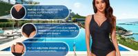 Bañador de una pieza con Control de barriga para mujer, traje de baño modesto con cuello en V - details 2