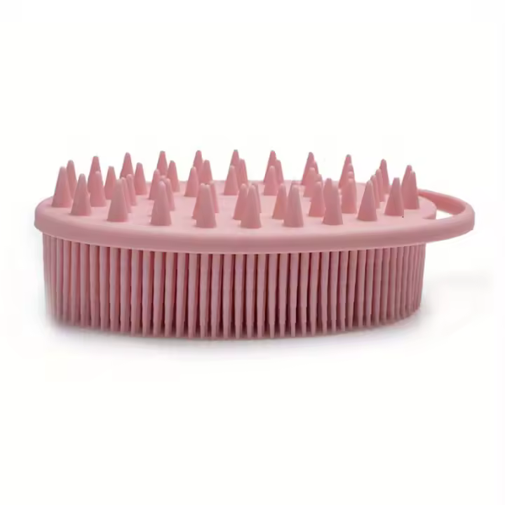 Cepillo De Ducha 2 En 1 Con Escobilla De Cerdas Y Esponja De Silicona Para Cuerpo Y Cuero Cabelludo Limpiador Exfoliante De Alta Calidad - 1