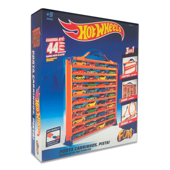 Maletín Portacoches Hot Wheels 3 En 1. Guarda 44 Coches, Con Rampas Y Loop (Autos No Inlcuidos)30X27X6 Cm (Cefa 04621)