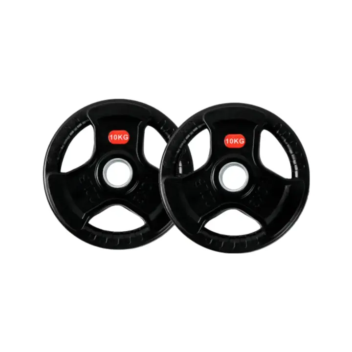 Ozio Fitness 2 Discos de Pesas 10 kg 30 mm de 3 agarres con Recubrimiento de Caucho Musculación - 1
