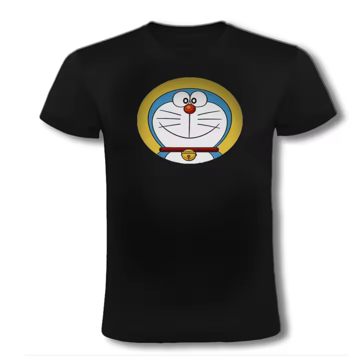 CAMISETA NEGRA GATO AZUL SERIE NIÑOS ANIME DIBUJOS moda verano tshirt doraemon novita cosmico super guerrero sagaandroides - 1