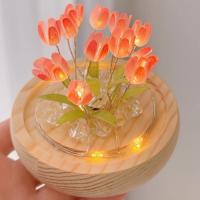Lámpara De Noche LED DIY Mini Tulipán Para Decoración Del Hogar Regalo De Cumpleaños Para Niña Amigo De La Familia Niño Adorno De Navidad Material De Vidrio Fuente De Luz LED Batería Operada - details 7