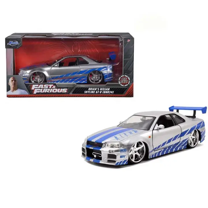 Modelo De Coche Diecast 1:24 Escala Nissan Skyline GTR-R34 Fast And Furious Mosquito En Metal Para Niños Regalo De Juguetes Vehículos - 1