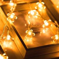 Guirnalda de luces LED solares navideñas con forma de flor, IP65, color blanco cálido, ideal para decoración de bodas, fiestas y jardines. - details 2