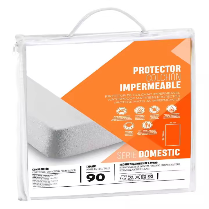 Rams - Protector colchon impermeable ajustable antiácaros transpirable 100% Microfibra de poliéster 190/200 X 90 cm - 1