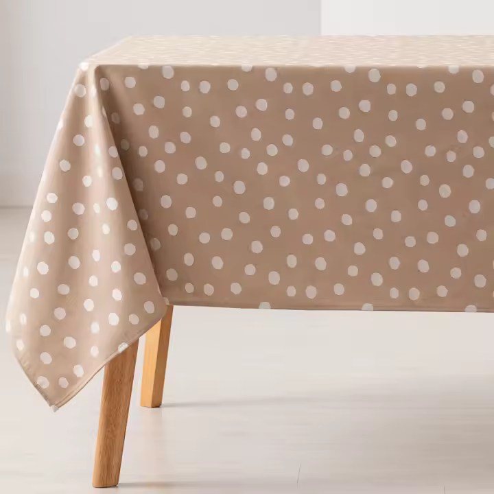 GAMUSI - Mantel antimanchas rectangular jacquard, impermeable, tacto tela, caída natural, algodón combinado diseño a puntitos POINT - 1