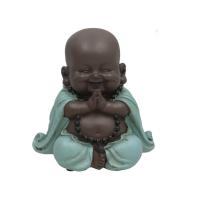 Gissed - Figura Decorativa de Buda Feliz en Posición de Oración, Diseño Espiritual y Relajante, Ideal para Decoración de Hogar, Oficina o Espacios Zen, Fabricada en Resina de Alta Calidad con Detalles en Turquesa y Negro, Aporta Paz y Armonía. - details 2