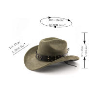 Sombrero De Vaquero Occidental Imitación De Cuero Genuino Con Sombrilla Protección Solar Estilo Étnico De Jazz Grande Sombrilla - details 1