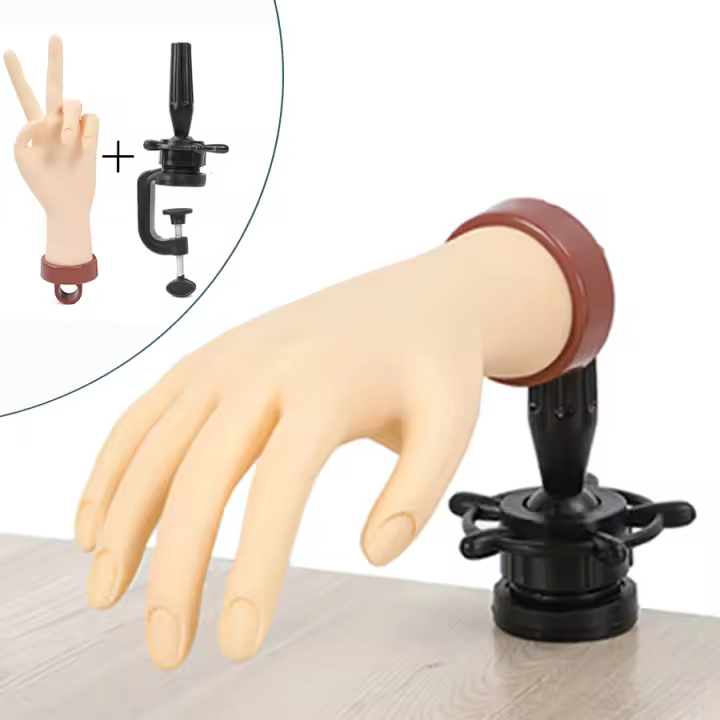 Set De Práctica Para Arte De Uñas Con Uñas Postizas De Acrílico Mano De Soporte PVC Y Realista Mano De Pvc Modelo 1pc - 1