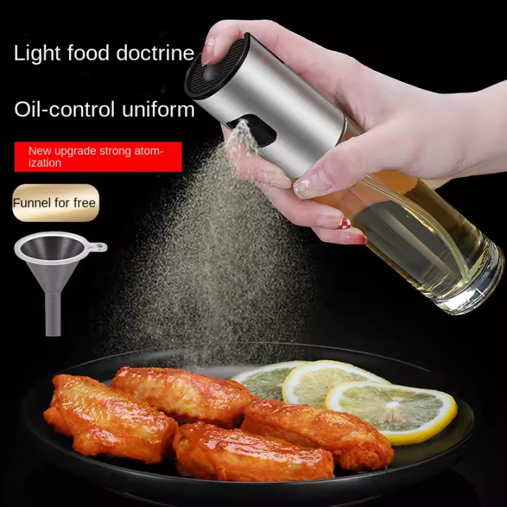 Oil Spray Pot Oil Sprayer For Cooking Spray Bottle Barbecue Multi-Function Air Fryer Glass High-Pressure Baking Oil Pot - 1