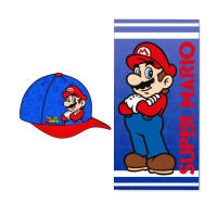 SUPER MARIO TOALLA POLYESTER 70*140 CM CON GORRA DE NINO PARA PLAY ,PARA REGALO, REY,NINO,COLOR AZUL Y ROJO,COLECIONISTA - details 4