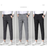 Pantalones Largos De Negocios Para Hombre Con Rayas Y Cuadros De Alta Calidad Pantalones Casuales De Color Sólido De Pierna Larga Para Oficina Marcas De Ropa - details 5