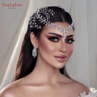 YouLaPan Diadema De Boda Elegante Para Mujeres Con Rhinestone Y Hojas Simuladas Accesorio De Cabello De Novia Dorado Plata Tamaño 40CM*22CM - details 1
